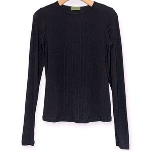 Velvet Women’s Size M Black Pintuck Front Rayon Wool Blend Long Sleeve T-Shirt